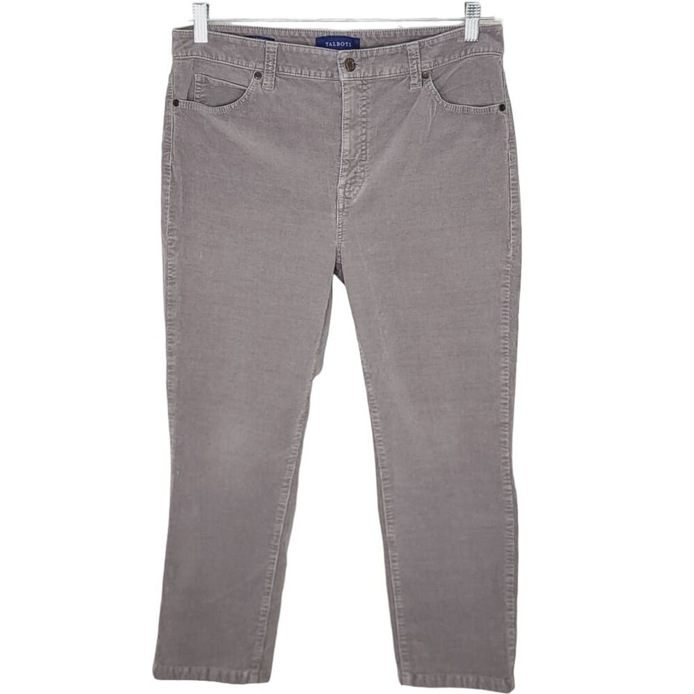 Talbots High Waist Straight Leg Gray Pinwale Corduroy Pants Size 10P - Picture 2 of 10